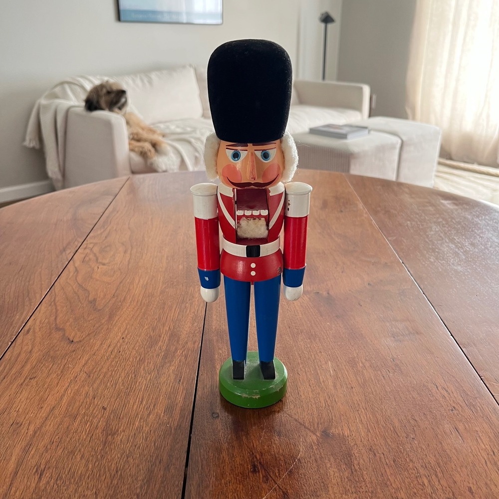 Vintage 1979 German Nutcracker Wood Soldier Guard 12" Erzgebirge GDR Christmas